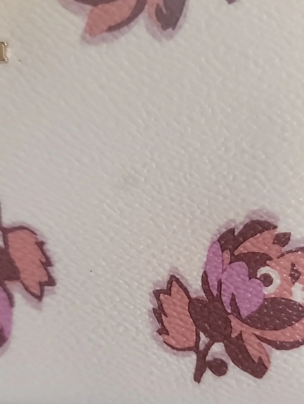 Coach Cream Zip-Around Wallet with Pink And Purple Floral Motif